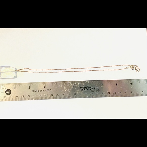 Clear crystal quartz on sterling chain with tiny beads reflecting light - Picture 3 of 5